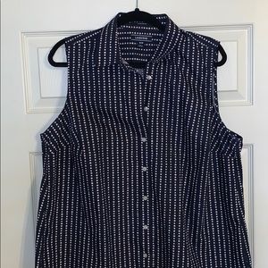 Lands End Sleeveless Button Down, 16W navy